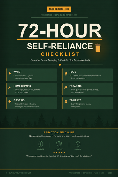 Free 72-Hour Self-Reliance Checklist (Digital Download)